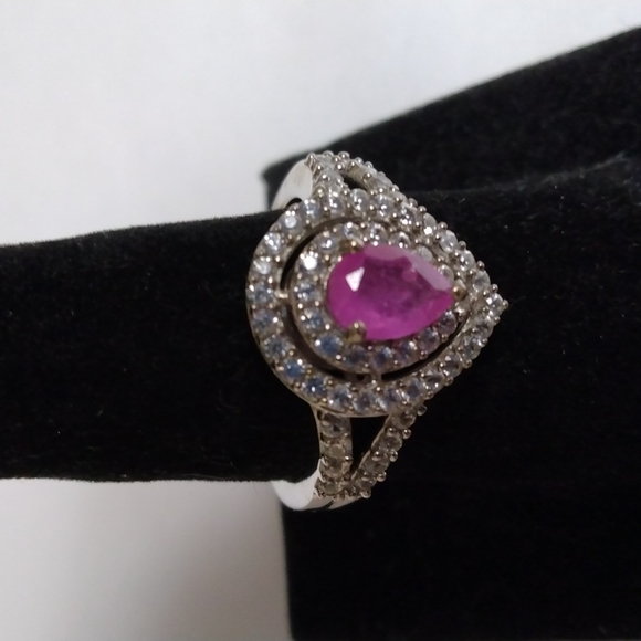 Stamped .925 Ilakaka Sapphire and Diamond Ring. 4.2 Grams